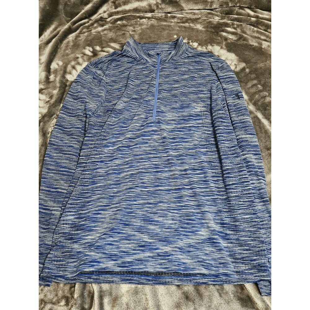 Under Armour Men’s Heathered 1/4 Zip Pullover Mock Neck Loose Fit L Blue/Gray